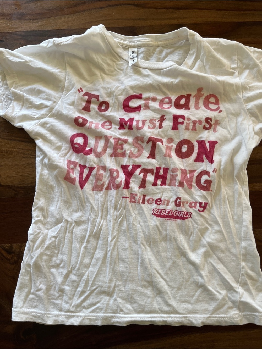 Rebel Girls "To Create, One Must First Question Everything" White Graphic Tee